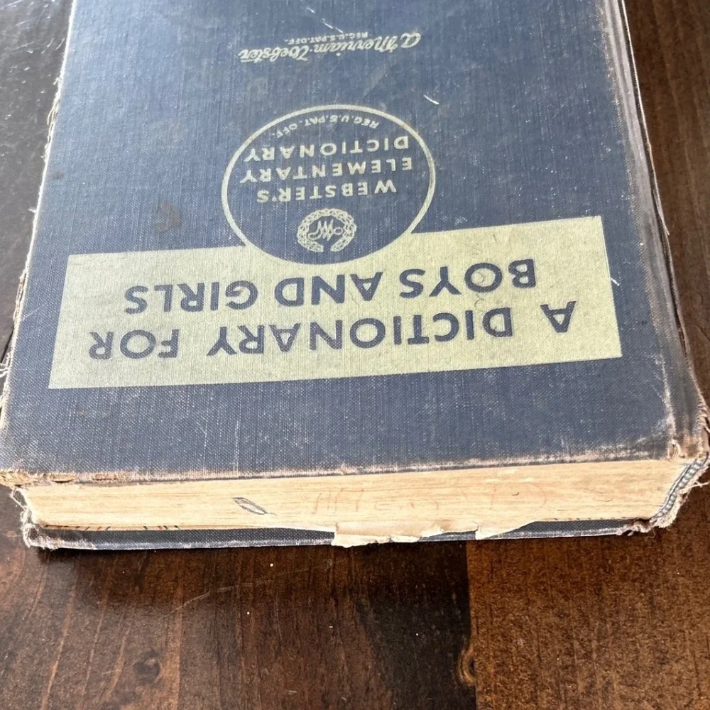 Vintage Merriam Webster Elementary Dictionary Boys & Girls 1959 Blue Illustrated